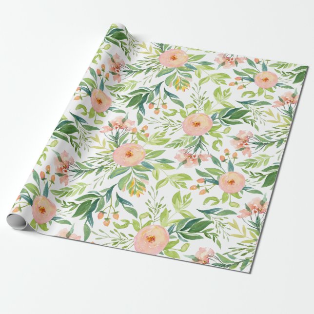 Papel De Regalo Patrón floral de primavera (Desenrollado)