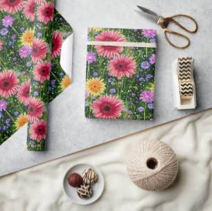 Papel De Regalo Patrón floral de primavera brillante
