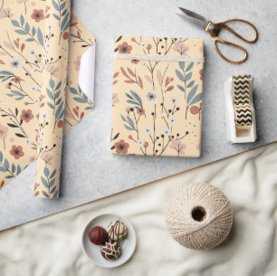 Papel De Regalo Patrón floral de primavera flores y hojas de amapo