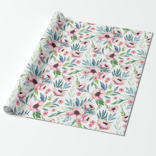 Papel De Regalo Patrón floral de primavera rosa