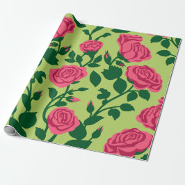 Papel De Regalo Patrón floral de rosa rosa