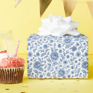 Papel De Regalo Patrón floral de Rosas azules reales