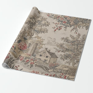 Papel De Regalo Patrón floral de toile francés de granja rústica v