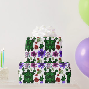 Papel De Regalo Patrón floral de tortugas 