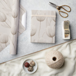 Papel De Regalo Patrón floral de tulipán ivory neutral moderno