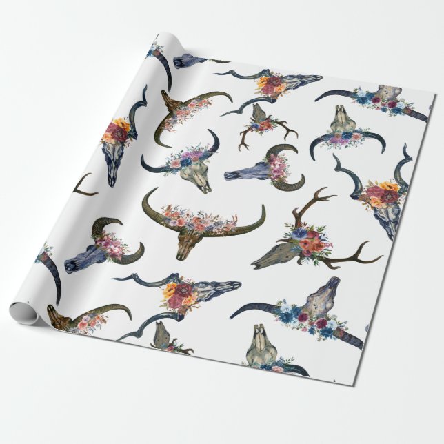 Papel De Regalo Patrón floral del Cuerno de Deer (Desenrollado)