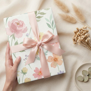 Papel De Regalo Patrón floral delicado sin costuras en acuarela – 
