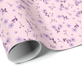 Papel De Regalo Patrón floral ditsy rosa y púrpura
