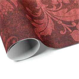 Papel De Regalo Patrón floral elegante de damasco real rojo