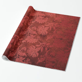 Papel De Regalo Patrón floral elegante de damasco real rojo