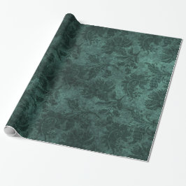 Papel De Regalo Patrón floral elegante del damasco real verde