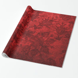 Papel De Regalo Patrón floral elegante rojo damasco real