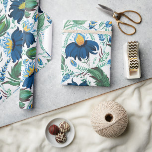 Papel De Regalo Patrón floral en estilo de pintura folclórica ucra