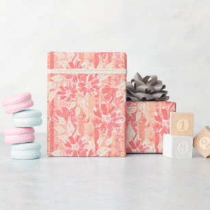 Papel De Regalo Patrón floral en tonos de melocotón de moda