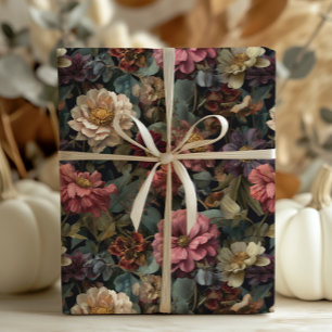 Papel De Regalo Patrón floral gótico oscuro y amoroso