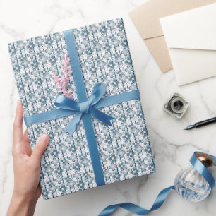 Papel De Regalo Patrón floral gris y blanco gris