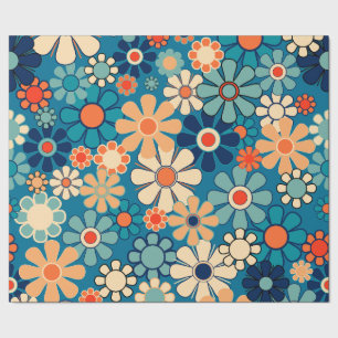 Papel De Regalo Patrón floral Groovy Retro 60 años 70