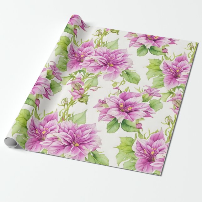 Papel De Regalo Patrón floral I Flores de Lima (Desenrollado)