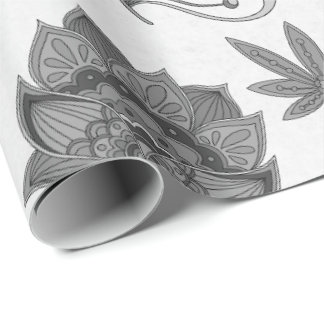 Papel De Regalo Patrón floral ilustrado en naranja y beige