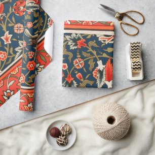 Papel De Regalo Patrón Floral Indo-Persa Bohemio Antiguo Rojo
