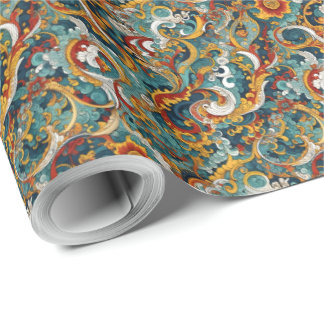 Papel De Regalo patrón floral intrincado de inspiración oriental