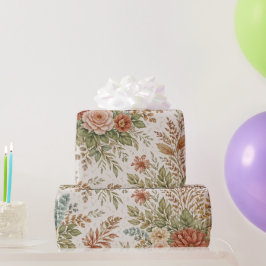 Papel De Regalo Patrón Floral Jardín Otoño Rubor