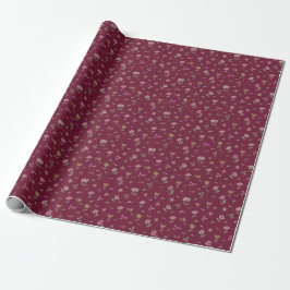 Papel De Regalo Patrón floral lindo en rojo