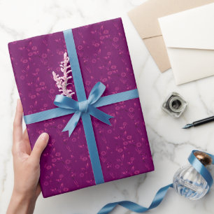 Papel De Regalo Patrón floral liso retro burgundy