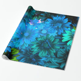 Papel De Regalo Patrón floral moderno azul claro