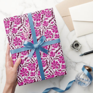Papel De Regalo Patrón floral moderno de mediados de siglo boho pú