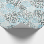Papel De Regalo Patrón floral moderno de moda azul<br><div class="desc">Decoración floral bonito en tonos azules y grises.</div>