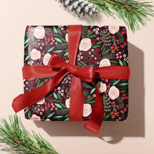 Papel De Regalo Patrón floral moderno de Navidad Holiday