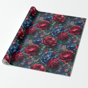 Papel De Regalo Patrón floral moderno en tono de joya