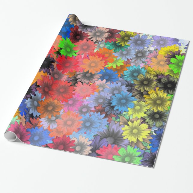 Papel De Regalo Patrón floral multicolor (Desenrollado)