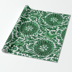 Papel De Regalo Patrón floral ornamental verde vintage