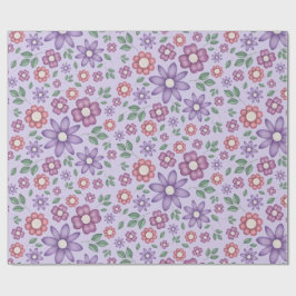 Papel De Regalo patrón floral pastel de lavanda soñador