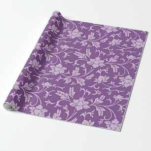 Papel De Regalo Patrón floral púrpura y lavanda