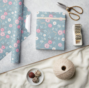 Papel De Regalo Patrón floral retro.