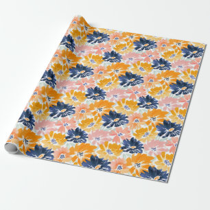 Papel De Regalo Patrón floral retro de color de agua