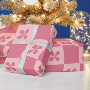 Papel De Regalo Patrón floral retro-rosado controlado