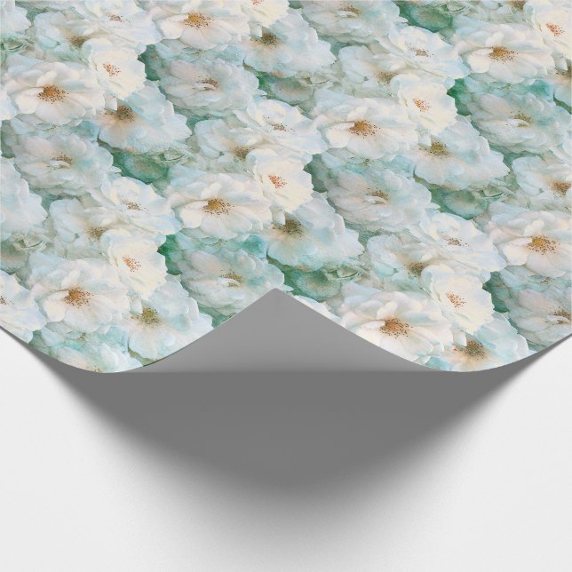 Papel De Regalo Patrón floral rosa blanco elegante (Esquina)