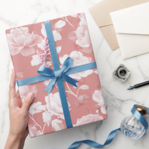 Papel De Regalo Patrón floral rosa blanco femenino bebé
