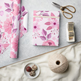 Papel De Regalo Patrón floral rosa con flores elegantes