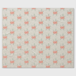Papel De Regalo Patrón Floral Rosa Coral Dorado
