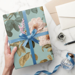 Papel De Regalo Patrón floral rosa menta pastel vintage