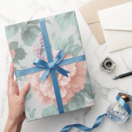 Papel De Regalo Patrón floral rosa menta pastel vintage
