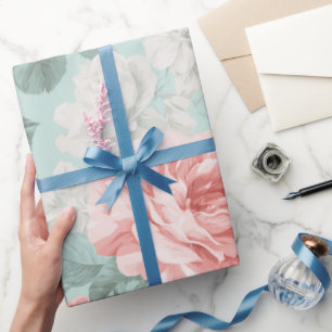 Papel De Regalo Patrón floral rosa menta pastel vintage