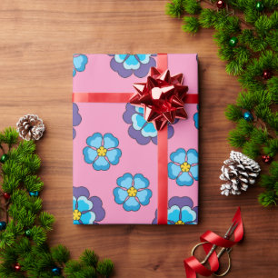 Papel De Regalo Patrón floral rosa violeta azul