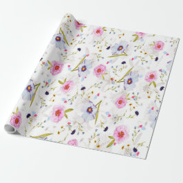Papel De Regalo Patrón floral rosa y azul