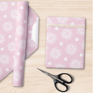 Papel De Regalo Patrón floral rosa y blanco